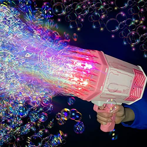 ACAREY Seifenblasenmaschine Seifenblasen Pistole Elektrische Seifenblasenpistole Für Kinder, Seifenblasen Hochzeit Deko Wasserspielzeug Mit Seifenblasen Flüssigkeit Für Kinder, Gartenparty (Rosa)