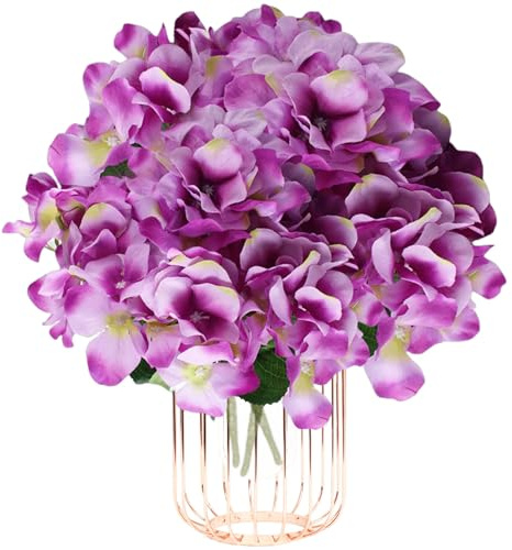 astylishome Fleurs artificielles d'hortensia décoratives violettes avec tige de 45 cm pour maison, hôtel, bureau, mariage, arrangements floraux 1110