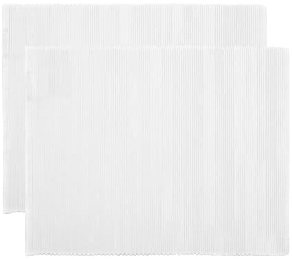 LINUM Uni 2-er Pack Tischsets für Esstisch 35x46 cm, 100% Gerippte Baumwolle, Maschinenwaschbar, Weiß