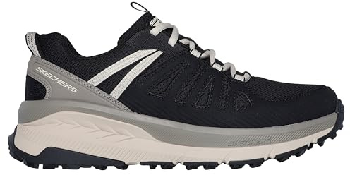 Skechers mäns Switch Back Venture Seeker Sneaker, Svart syntetisk textil brungrå trim, 43 EU