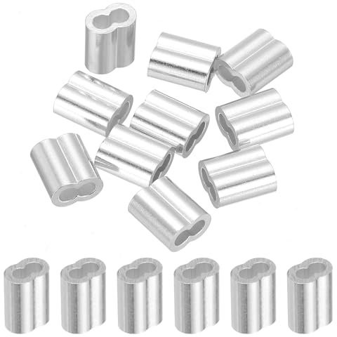 QUARKZMAN 3/32 2.5mm Manicotto Anello Crimpatura in Alluminio, Doppia Ghiera per Estremità Cavi Metallici, Argento 10pz