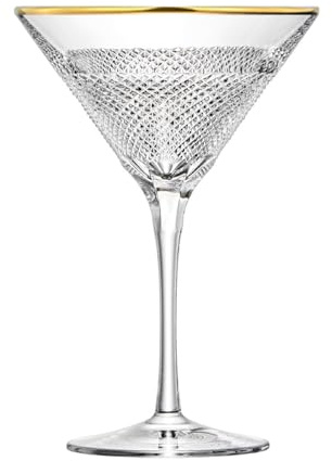 ARNSTADT KRISTALL Cocktailglas Martiniglas Oxford Gold (17,5 cm) - Kristallglas mundgeblasen · von Hand geschliffen · Handmade in Germany · 24 Karat Goldrand