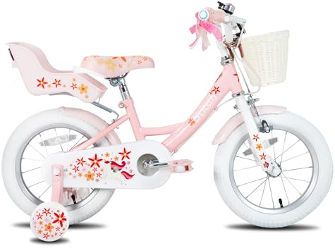 STITCH Unicorn 12/14/16/18 Inch Girls Bike for 2-9 Years Old Kids, 12/14/16/18 Inch Gilrs Bike with Stabilisers & Doll Seat& Basket & hand brakes