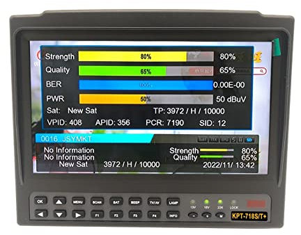 Medidor de señal de satélite, KPT-718ST DVB-S2 DVB-T2 DVB-C Buscador de satélite Medidor HD Satélite Receptor de TV Análisis de espectro Mejor Ws-6916 6906 6933 para ajustar la antena parabólica(KPT-7
