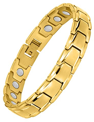 HAQI Magnetarmband für Frauen und Männer 3500 Gauss starkes Magnetisches Armband Damen Einstellungswerkzeug und Geschenkbox(Gold) (Männer)