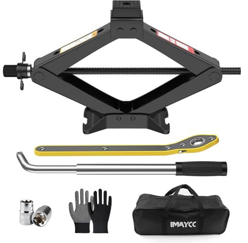 New Version Car Jack Kit Scissor Jack forCar 3 Ton 6614 lbs Spare Tire Changing Kit,Portable Tire Jack Repair Kit with Lug Wrench,3000KG Car Lifting Jackfor Auto/SUV/MPV