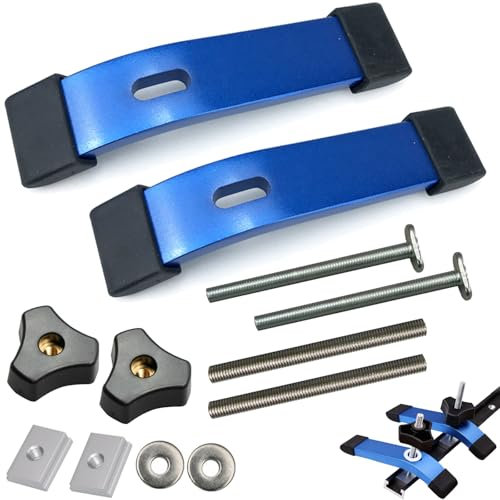 2 Piezas Juego Clip Fijación Pista Riel Ranura Forma T, Abrazadera Metal Sujeción Rápida, Accesorios Aleación Aluminio Carpintería, Herramientas DIY para Sierra Mesa, Enrutador, Muebles Trabajo(Azul)