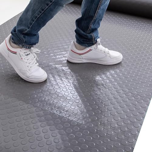 Suelo Garaje Rollos de Suelo de Garaje de Goma Antideslizante Gris, Alfombrillas de 2,5 Mm de Grosor para Suelo de Garaje, Alfombra de Goma Extragrande y Resistente para Debajo del Coche.(0.8x0.8m/2.6