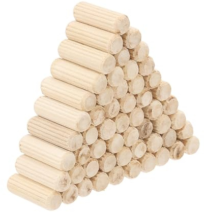 PATIKIL Chevilles en Bois 5/16 x 4/5 (8 x 20mm), Lot de 90, Chevilles Rainurées en Bois pour Meubles, Portes, Projets Artistiques et Artisanaux