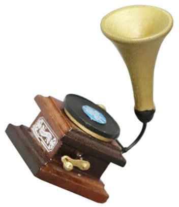 KOMBIUDA Mini Grammofono Legno Vintage Decorazione Casa Ornamento Miniatura Realistico Accessorio Mini Casa Design Creativo