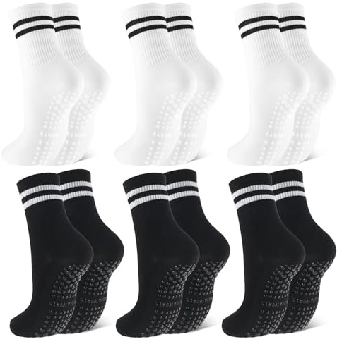 Utensilsto 6 Paar Pilates Socken Damen,Stoppersocken Yoga Socken Rutschfeste Socken Antirutschsocken Reformer Pilates Socken für Pilates Barre Fitness Tanz