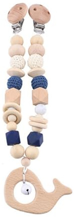 champracer Kinderwagenkette aus Holz, Kinderwagen Spielzeug, Niedliche Tierform Kinderwagenspielzeug, Kinderwagenanhänger Kette, für Kinderbett, Autositz, Babyschale, Neugeborene Geschenk (Wal)