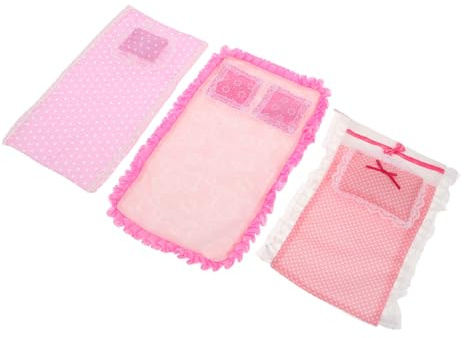 Milisten Juego de 3 Sábanas Miniatura 1:12 para Dormitorio de Muñecas, Tejido Realista y Fácil Almacenamiento, 3 Sets