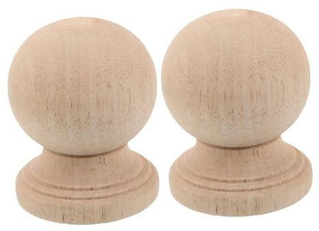 DIYEAH 2pcs Unfinished Wood Finials for Staircase and Curtain Rod, Classic Decorative Appeal with Natural Grain Beauty, Easy Installation, Beige Wooden Columnar Post Caps for Home Decor | L Shape Curtain Pole, Wooden Finials for Staircase, Curtain Rod Finials, Home Decor