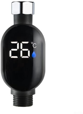 Wasserdichtes Duschthermometer mit Digitalanzeige, 304 Edelstahl, 1,27 cm Schnittstelle, farbcodierte LED-Anzeige für Babybadewanne Sicherheit (unterer Ausgang)