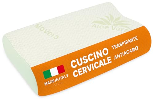 Ali Brothers Cuscino Letto in Memory Foam Ergonomico – Cervicale, Ortopedico, Traspirante, Altezza 13/15 cm – Antiacaro, Made in Italy – Cuscino per Dormire, Collo e Schiena (CERVICALE)