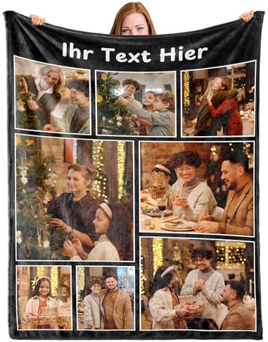 iDIY Personalisierte Decke mit Foto, Kuscheldecke Personalisiert –Geschenk Weihnachten für Frauen,Mama, Paare, Decke Weihnachten- 8 Foto