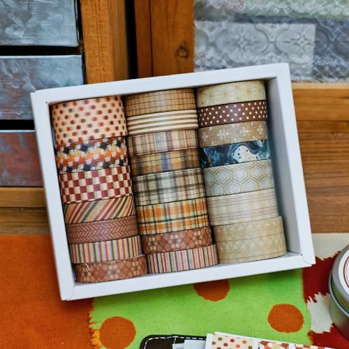 bomichi 42 Rollen Washi Tape Set Vintage Blumen – Ästhetisches Deko Klebeband für Scrapbooking, Journaling, Bullet Journal, DIY Basteln & Geschenkverpackung