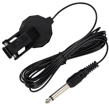 Clip On Gitarren Tonabnehmer Gmb638 für Folk und Akustikgitarre | Schwarz, Kunststoffgehäuse, Mikrofonfunktion, Sichere Befestigung, Einfach zu Verwenden, Instrumentenzubehör