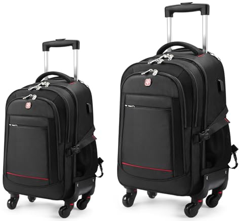 star cloud 18-inch + 24-inch Checked Backpack Combo Set Large Rolling Backpack Travel Commute Bag, Carry on Luggage Trolley Suitcase