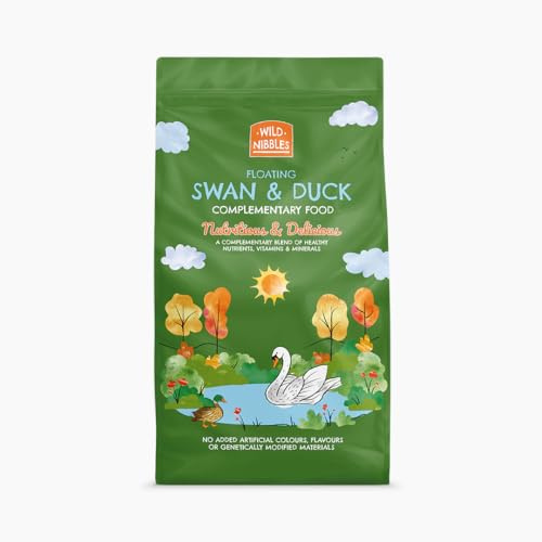 Wild Nibbles Floating Swan and Duck Food: Nutritious Vitamin Enriched Floating Pellets, No Artificial Colours or GMOs, Responsibly Sourced Waterway Safe Feed, Made in the UK, 12.55kg