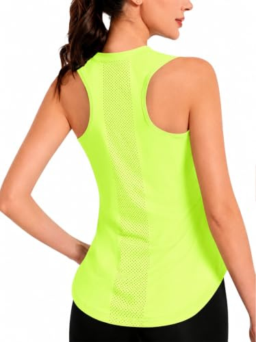 ANGEL CITIZ Running Top Womens UPF 50+ Racerback Sports Tank Tops Gym Vests for Women Sleeveless Back Mesh Breathable
