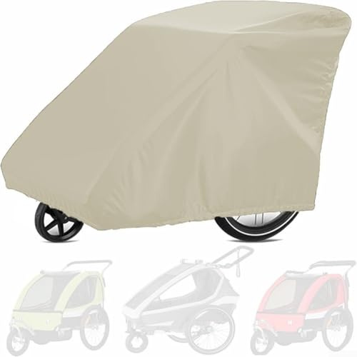 Waterproof For Bike Trailer Cover 210D Oxford Cycle Trailer Protector Windproof For Fit for Qeridoo Single Double Dog Cargo Large Outdoor Sheet(Meters white)