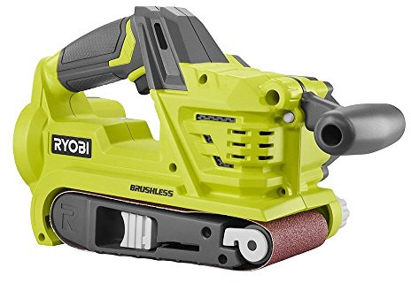 Ryobi P450 One+ Lijadora de correa de iones de litio de 18 V de 3 x 18 pulgadas sin escobillas con bolsa de polvo y almohadilla de lijado incluida (batería no incluida, solo herramienta)