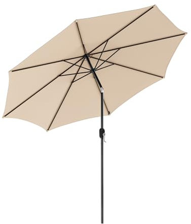 COSTWAY 2.5M/2.7M/3M/3.5M Garden Parasol, Waterproof Patio Umbrella with Crank Handle, 8 Sturdy Ribs and Vented Top, Outdoor Canopy Sun Protection Market Table Umbrella (3m, Beige)
