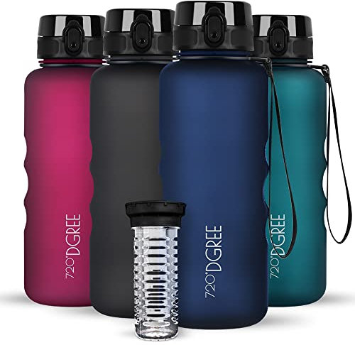 720°DGREE Trinkflasche 1,5l “uberBottle“ softTouch +Früchtebehälter - BPA-Frei - Wasserflasche für Gym, Fitness, Outdoor, Wandern - XL Tritan Sportflasche: Groß, Leicht, Stoßfest, Wiederverwendbar