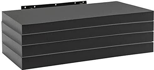 WOLTU Wandregal,Schweberegal Schwarz,60x22.9x3.8cm,MDF 4er | Wandregal Schwarz 4er Set,Regalbrett,Freischwebend Schweberegal,Wand Regal für Büro,Wohnzimmer,Schlafzimmer,Küche