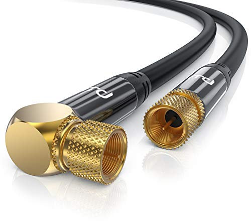 CSL - 10m SAT Kabel HDTV 90 Grad gewinkelt 135dB - Premium SAT Antennen Satellitenkabel F Stecker - TV HDTV Radio DVB-T DVB-C DVB-S DVB-S2 - Abschirmmaß 135db 75 Ohm - Schwarz