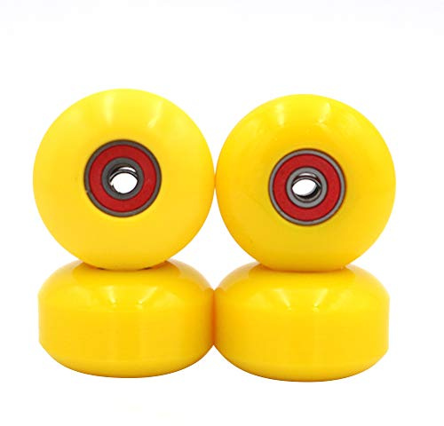 POFET 52 mm longboard skateboard ruote Hardness100A poliuretano crociera ruota libera cuscinetti set di 4 (giallo)