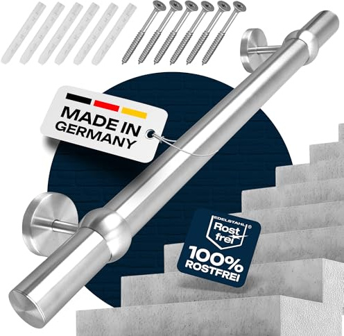 Buchetmann2 pasamanos de acero inoxidable Ø 42,4 mm, para exteriores e interiores, para montaje en pared, barandillas, 4 variantes diferentes