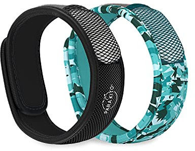 PARA'KITO Mosquito Repellent Bracelets + Refill Pellets Bundle | Peppermint Oil, Essential Oils | Hiking & Camping Accessories | Paraben Free, DEET Free - 2 Wristbands & 2 Refills (Black + Conceal)