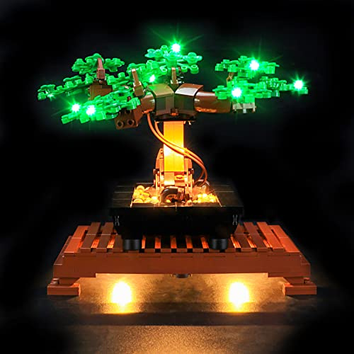 YEABRICKS LED-lampa för Lego-10281 Creator Expert Bonsai träd (grön) byggstenar modell (legoset ingår inte)