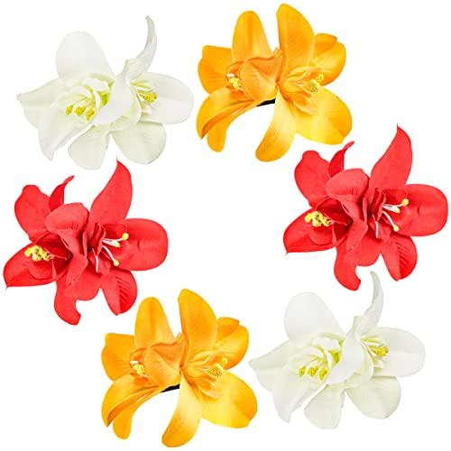 FERCAISH 6 Stück böhmische Blumen-Haarnadeln, künstliche tropische Blumen-Haarspangen für den Urlaub am Meer, Braut-Haarschmuck, 3 Farben, Orchidee, Haarnadel für Frauen und Mädchen