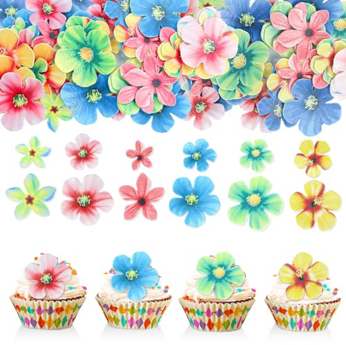 GoldRock 70 ätbara Blommor, Tårttillbehör, Våffelpapper, Tårtdekoration, Cupcake-tillbehör, Bröllop, Födelsedag, Babyfest