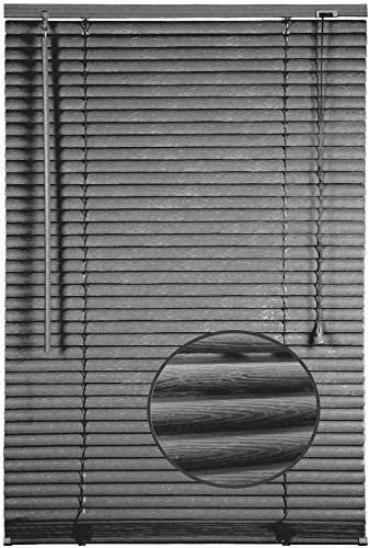 Ruby Deals PVC Venetian Blind Blinds Window 25mm Thin Slats Kitchen Window Blinds Treatments Easy Fit Curtains Trimmable Fittings Home Office(Grey Embossed 120W x 150H cm)