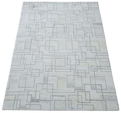 Teppich 100% Wolle Beige Grau 160X230 cm Orientteppich Handgetuftet HT278