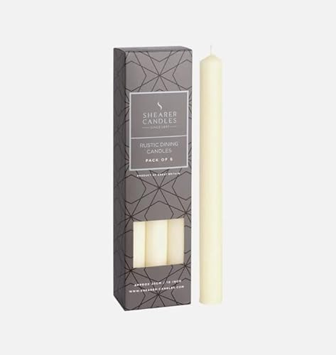 Shearer Candles Ivory- Dinner Candles - 10 Inch - Unscented Dripless Dinner Candles - 10 Hour Burn Time - 6 Pack