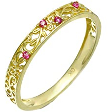 Epinki Echt Goldschmuck Ring 14 Karat Gelbgold 585, Reben Verlobungsring mit Korund (Rot, Rundschliff) 14K Gold Freundschaftsringe Pärchen Ringe Hochzeitsring für Damen, Gold, Gr.67
