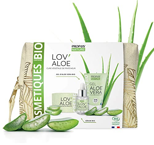 Trousse Lov'Aloé - Trio de soins Bio à l'Aloé Vera - Crème visage, gel d'aloe Vera et sérum - Fabriqué en France - Idée cadeau - Propos'Nature