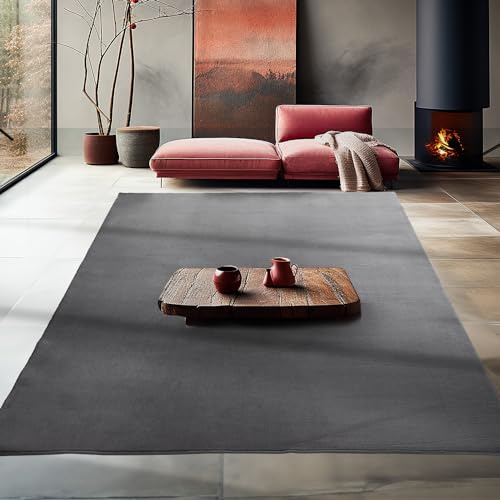 Teppium rutschfest Kurzflor Teppich Wohnzimmer 200x300 (200x290 cm) Grau - Waschbarer Teppich Flauschig und Extra Weich - Modern Einfarbig Teppich für Schlafzimmer, Kinderzimmer, Esszimmer und Küche
