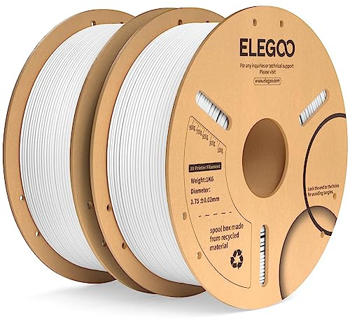 ELEGOO Filamento PLA+ 1.75mm Bianco 2KG, Filamento PLA Plus per Stampante 3D, Precisione Dimensionale +/- 0.02mm, Filamento per La Maggior Parte delle Stampanti 3D