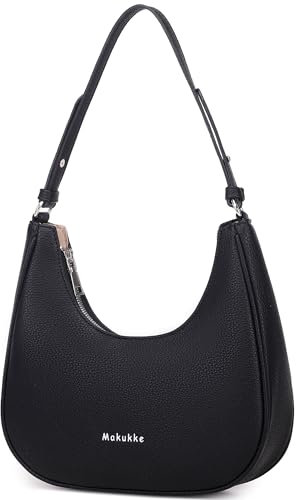 Makukke Umhängetasche Damen klein Crossbody Bag, Y2K Unterarmtasche Handtasche PU Leder Schultertasche Vintage für Frauen Dating Party Einkaufe, Schwarz Tasche