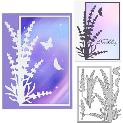 GLOBLELAND Lavendel Rahmen Stanzformen Für Kartenherstellung, Blumen Metall Stanzformen, Stanzformen, Vorlage, DIY, Scrapbooking, Prägung, Papier, Album, Basteln, Dekor