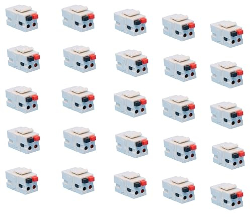 diyTech Lautsprecher Keystone Jack - Federbelastete Lautsprecherbuchse für Keystone Wandplatte, Buchse auf Buchse, für Heimkino-Wandplatten - Weiß (25er-Pack)