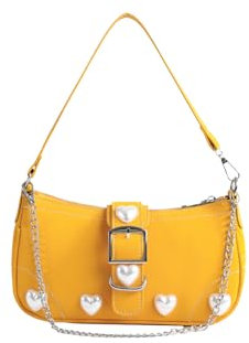 CORIOS Damen PU Leder Handtasche Mittel Kapazität Tragetasche Schultertasche Retro Umhängetasche Henkeltasche Unterarmtasche Elegant Tote Beutel Herz Henkeltaschen Gelb