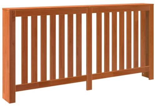 vidaXL Heizkörperverkleidung, Heizungsabdeckung mit Ablage, Heizungsverkleidung mit Lamellen-Design, Heizkörper Abdeckung, Wachsbraun Massivholz Kiefer